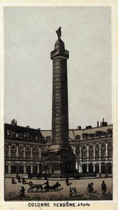 Vendome-pylväs Place du samannimisessä Pariisissa. 1800-luvun lopun kromolitografia. tekijältä Unknown artist