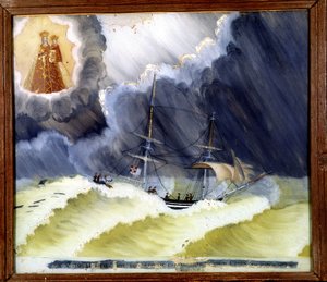 Alus vaikeuksissa - Notre Dame de Laghetin entinen voto, 36 x 50 cm tekijältä Unknown artist
