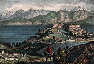 Näkymä Candlesta ja Atlas-ketjusta, Afrikan ranskalaisen armeijan kenraali Trézelin valtaama kaupunki vuonna 1833. Teoksessa ”” Storia d