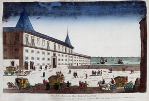 Näkymä Aveiron herttuan talosta Lissabonissa, Portugalissa. 1700-luvun kaiverrus. tekijältä Unknown artist