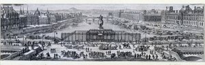 Näkymä Pont Neufille Pariisissa. Kaiverrus 17. Pariisin lopusta, Musee Carnavalet tekijältä Unknown artist