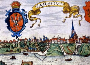 Näkymä Varsovan kaupunkiin, jossa on kaupungin vaakuna. 1780. tekijältä Unknown artist