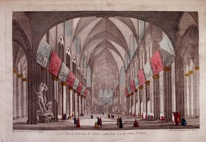 Näkymä Notre-Dame de Parisin sisätiloihin - optinen näkymä tekijältä Unknown artist