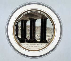 Näkymä kuninkaallisen palatsin sisätiloihin - kaiverrus tekijältä Unknown artist