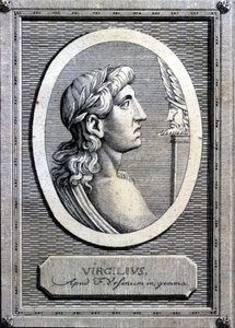 Vergilius (70-19 eKr.), latinalainen runoilija. 1700-luvun kaiverrus. tekijältä Unknown artist