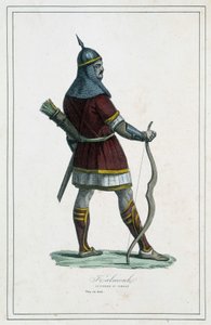 Soturi Kalmouk (Etelä-Siperian mongolialaiset) - Abbé P. Jouhanneaudin teoksessa "Maan eri kansat", Limoges, Hyvien kirjojen kirjasto tekijältä Unknown artist