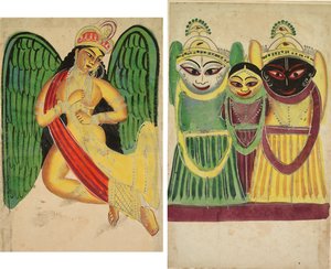 Siivekäs Apsara sarvella (recto); Jagannatha Trio (verso) tekijältä Unknown artist