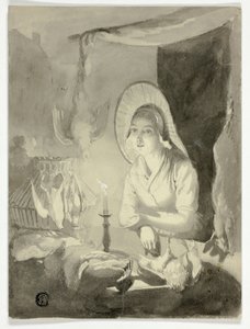 Nainen pukeutuu kanaa tekijältä Unknown artist
