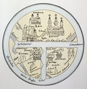 Maailmankartta 1000-luvun Leipzigin käsikirjoituksesta tekijältä Unknown artist