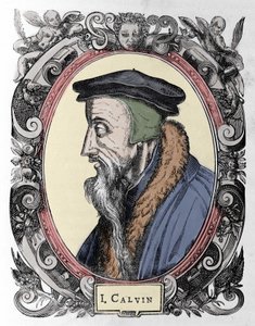ranskalaisen uskonnonuudistajan ja kirjailijan Jean Calvinin (1509-1564) muotokuva. tekijältä Unknown artist