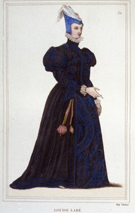 muotokuva Louise Labbésta tai Labésta (ver1524-1566), ranskalaisesta runoilijasta. kaiverrus vuodelta 1830 tekijältä Unknown artist