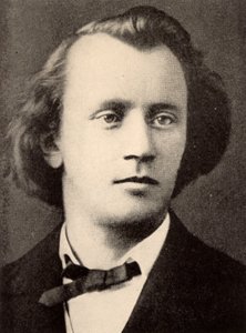 Johannes Brahms (1833-1897) saksalainen säveltäjä, puolikuva vuonna 1866 (vedos). tekijältä Unknown photographer