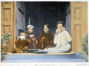 Annamite-perheen ateria, v. 1895, “” Around the World”, 1800-luvun loppu. tekijältä Unknown photographer