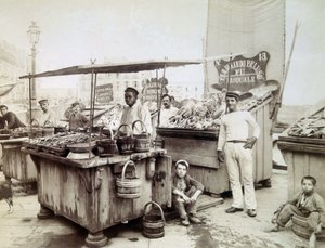 Osterimyyjät Santa Luciasta Napoliin, 1800-luvun loppu tekijältä Unknown photographer