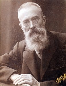Nicholas (Nikolai) Rimski Korsakovin (Rimski-Korsakov) (1844-1908), venäläisen säveltäjän muotokuva. 1800-luvun valokuva. tekijältä Unknown photographer