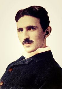 Muotokuva Nikola Teslasta (1856-1943) (Nikolaj) - kroatialaissyntyinen serbiinsinööri, fyysikko ja keksijä tekijältä Unknown photographer