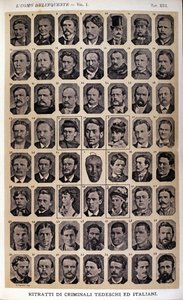 Muotokuvia saksalaisista ja italialaisista rikollisista. Italialaisen kriminologin Cesare Lombroson (1835-1909) kokoama valokuva-albumi: "" Rikollinen mies"" tekijältä Unknown photographer