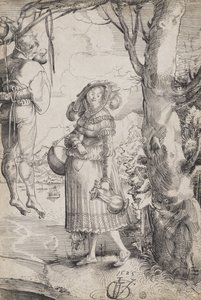 Nainen hirtetyn miehen lähellä tekijältä Urs (1485-1528) Graf