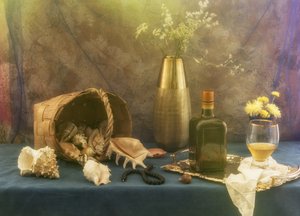 Vintage-tyylinen simpukka-asetelma