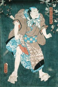 Yksityiskohta hahmosta viisi elokuvasta "Viisi hahmoa Toyokunin näytelmästä" (katso myös 157882 tekijältä Utagawa Kunisada