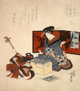 Goban migi-midare dori, n. 1825 (värillinen puupainatus) tekijältä Utagawa Kunisada