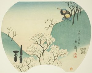 Muinainen tarina vanhasta miehestä, joka sai puut kukkaan tekijältä Utagawa Hiroshige