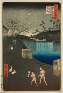 Blue Sope, Tiikerin käsi Otsuilla (Toranomonin ulkopuolinen Aoi-zaka), sarjasta "Ridge dre d f s näkymät Edoon (Sata kuuluisaa näkymää Edoon)" tekijältä Utagawa Hiroshige