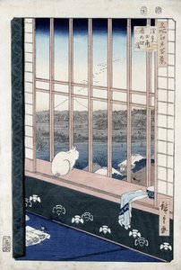 Asakusa Rice Fields kukon festivaalin aikana sarjasta "Meisho Edo Hyakkei" (Sata näkymää Edosta) 1861 (värillinen puupalikkaprintti)