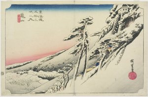 Selkeä sää lumen jälkeen, Kameyama, yukibare, c. 1833