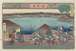 Kurtisaanit katselemassa kirsikankukkia Ho_raiteissa Ikenohatassa, n. 1835-1842
