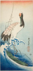 Nosturi ja aallot tekijältä Utagawa Hiroshige