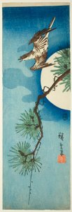 Käki, männyn oksa ja täysikuu tekijältä Utagawa Hiroshige