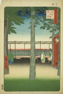 Dawn at Kanda Myohito Shline (Kanda Myohito Akebono -järjestelmä), sarjasta "Ridge dre d fa net s views f Edo (Sata kuuluisaa Edon näkymää)" tekijältä Utagawa Hiroshige