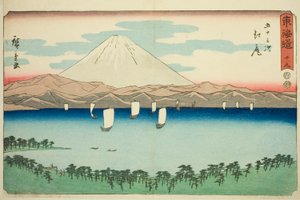 Ejiri - Ei. 19, sarjasta "Fifty-three Stations of the Tokaido (Tokaido gojusan tsugi)", joka tunnetaan myös nimellä Reisho Tokaido tekijältä Utagawa Hiroshige