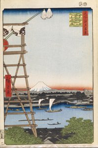 Ekoin-temppeli Ryogokussa ja Moto-Yanagi-silta Sata kuuluisaa näkymää Edosta, 1856-1858 tekijältä Utagawa Hiroshige