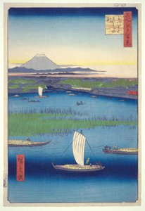 Fairwell Deep Mitsumata Forkissa sarjasta Sata kuuluisaa näkymää Edosta tekijältä Utagawa Hiroshige