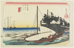 Lautta on käsi f Shichiri, Kuwana, c. 1833