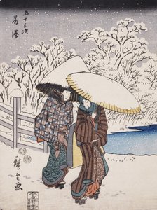 Fujisawa sarjasta Tokaidon 53 asemaa, 1852 (värillinen puupiirros).