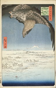 Fukagawa Susaki ja Jumantsubo, nro 107 Edon sadasta kuuluisasta näkymästä, 1857 (puupalikkaväripainatus)