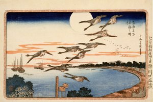 Täysikuu Takanawassa, Edon itäisen pääkaupungin juhlituista paikoista, n. 1832 (puupalikkaväripainatus) tekijältä Utagawa Hiroshige