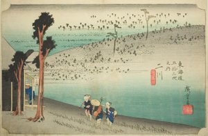 Futakawa: Sarugababa Plateau (Futakawa, Sarugababa), sarjasta "Fifty-three Stations of the Tokaido (Tokaido gojusan tsugi no uchi)," tunnetaan myös nimellä Hoeido Tokaido tekijältä Utagawa Hiroshige