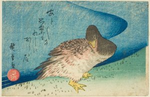 Hanhi joen rannalla tekijältä Utagawa Hiroshige