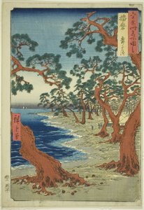 Harima Project: Maiko Beach (Rokujuyoshi Meisho Zue)” tekijältä Utagawa Hiroshige
