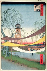 Hatsune Riding Grounds, Bakuro-cho, nro 6 kohteesta One Hundred Views of Edo, 1857 (puupalikkaväripainatus) tekijältä Utagawa Hiroshige