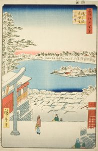 Vedä l ja p -näkymä Yushima Tenjin Shlinesta (Yushima Tenjin Sakaue Tembo), sarjasta "Ridge dred fa net s view ws of Edo (Sata näkymää Edosta)" tekijältä Utagawa Hiroshige