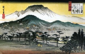 Hiroshige - 8 näkymää Omista - 4. iltakello, Mii-temppeli tekijältä Utagawa Hiroshige