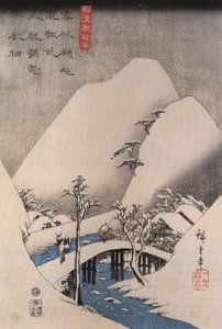 Hiroshige, Silta lumisessa maisemassa tekijältä Utagawa Hiroshige