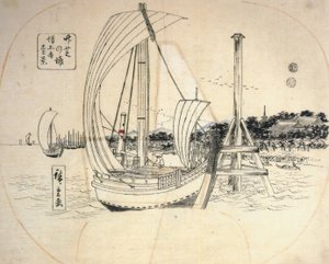 Hiroshige, Purjeveneitä rannikolla tekijältä Utagawa Hiroshige