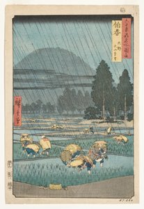 Hokin maakunta, Ono, Daisen-vuoren kaukonäkymä, 1853 (puupiirros).