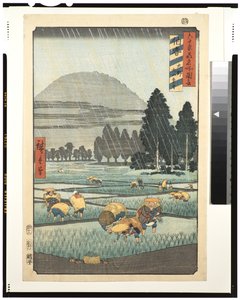 Hokin maakunta, Ono, Daisen-vuoren kaukonäkymä, 1853 (puupiirros).